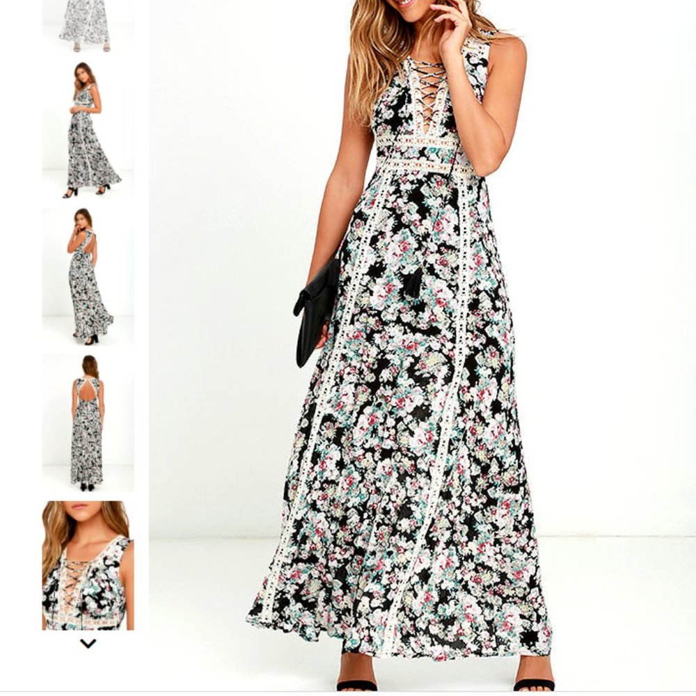 Sun Will Shine Black Floral Print Maxi Dress